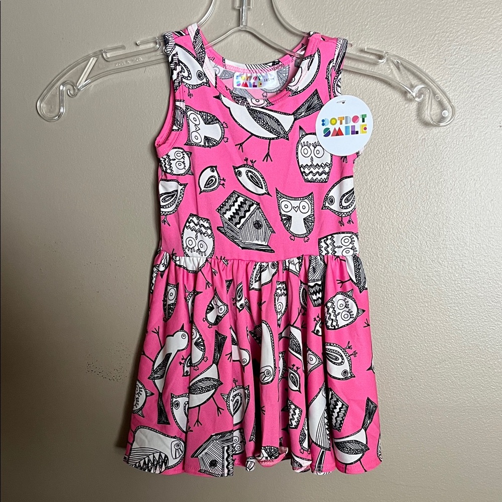 Dot Dot Smile Pink Owl Print Dress